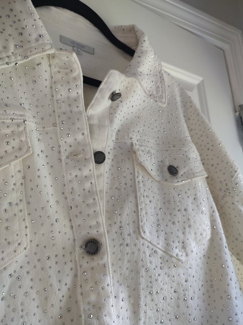 White Rhinestone Jean Jacket